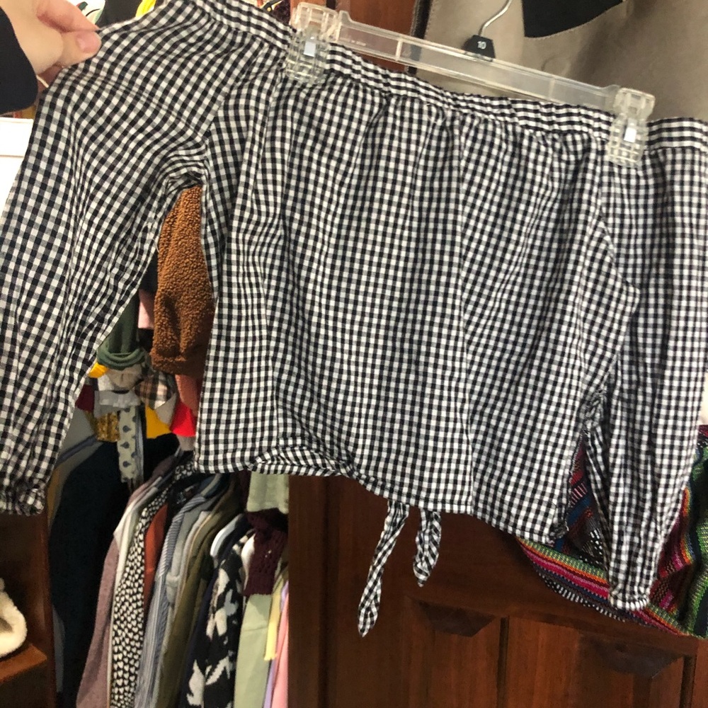 Off the shoulder gingham top